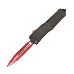 Cuchillo OTF con hoja de plumas de 5,5 pulgadas, rojo