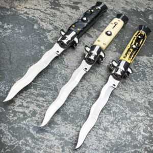Cuchillo italiano de 8,75 pulgadas con hoja de Kris y punta de aguja