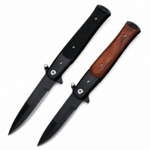 Cuchillo Stiletto plegable para exteriores - Diseño de supervivencia con hoja de pez espada