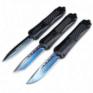 (F396) Cuchillo OTF Butterfly 3300 de titanio azul recto Twin Peaks