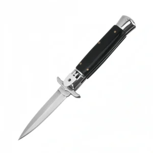 Cuchillo italiano Stiletto de 9 pulgadas - Navaja automática con mango negro