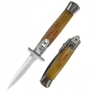 Cuchillo automático Flick Knife Stiletto – Mango de cuerno de estilo italiano clásico