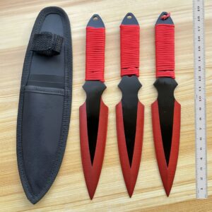 Juego de cuchillos arrojadizos de entrenamiento YF122 – 3 piezas, Detalle rojo